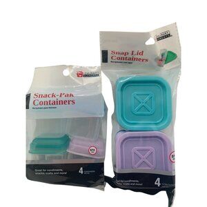 Culinary Elements Snack-Pak & Snap Lid Containers Set 4-Pack  BPA-Free 100% Plas